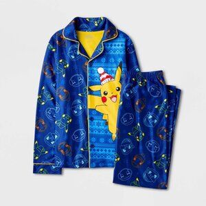 New! Boys' Pokemon Pikachu Coat Pajama Set - Blue
